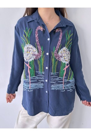 182476 TOPTAN İNDİGO GÖMLEK