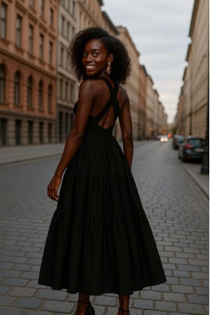 182491 TOPTAN SİYAH ELBİSE