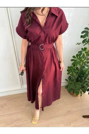 182496 TOPTAN BORDO ELBİSE