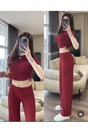 182502 TOPTAN BORDO PANTOLON TAKIM