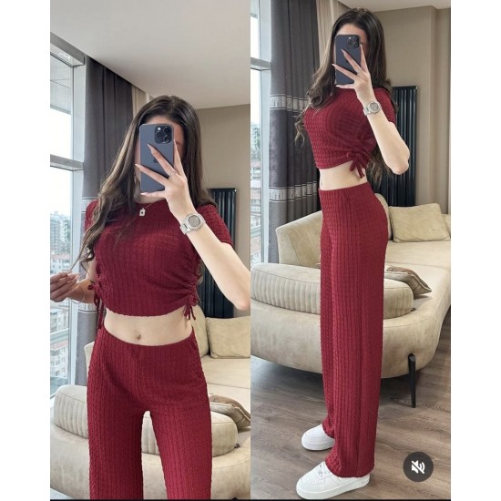 182502 TOPTAN BORDO PANTOLON TAKIM