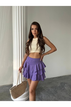 182615 TOPTAN LİLA ŞORT ETEK