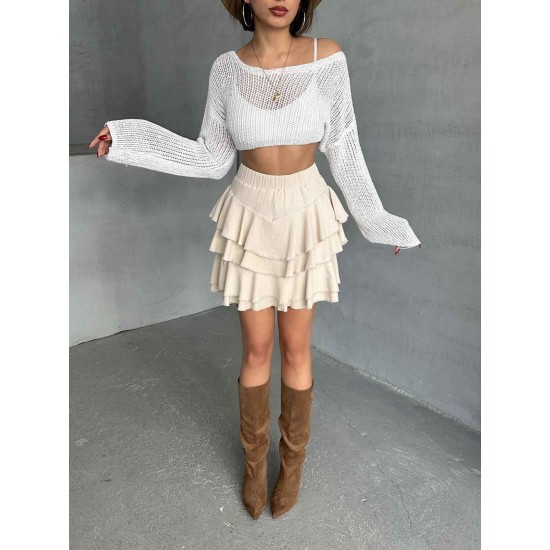 182616 beige SHORT SKIRT