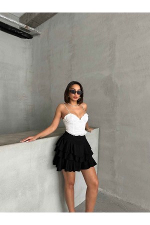 182617 TOPTAN SİYAH ŞORT ETEK