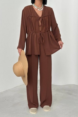 182633 TOPTAN KAHVE PANTOLON TAKIM