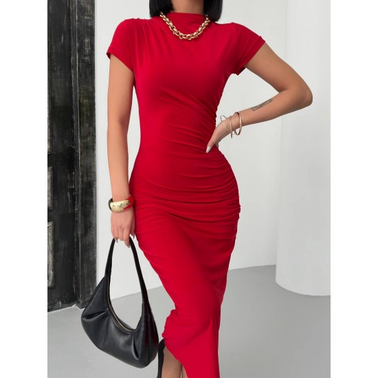 182651 TOPTAN KIRMIZI ELBİSE