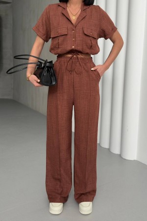 182672 coffee Pants suit