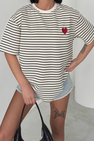 182676 TOPTAN ÇİZGİLİ TSHIRT