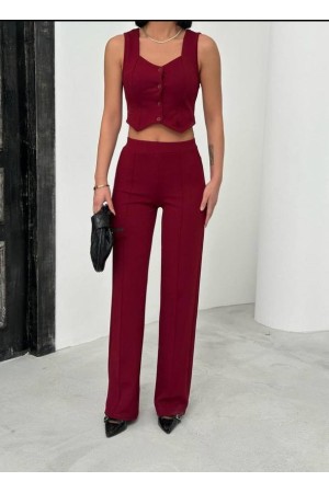 182678 TOPTAN BORDO PANTOLON TAKIM