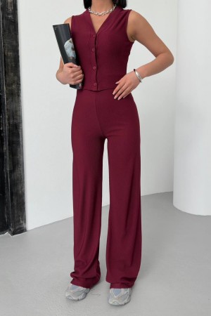 182684 TOPTAN BORDO PANTOLON TAKIM