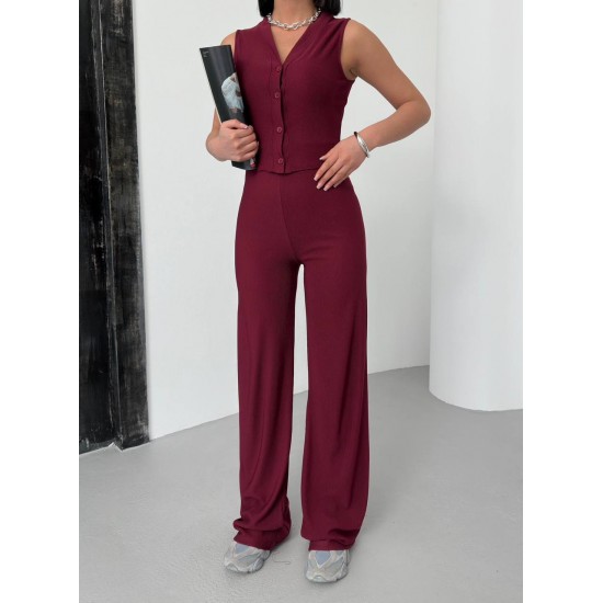 182684 TOPTAN BORDO PANTOLON TAKIM