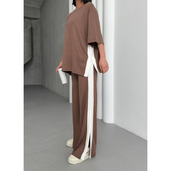 182694 coffee Pants suit