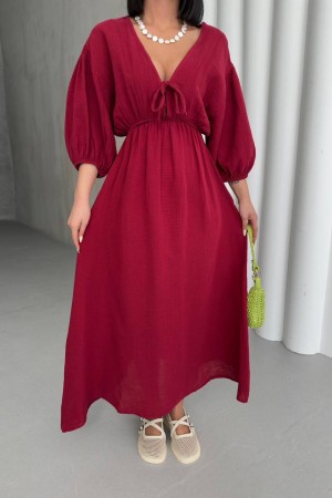 182707 burgundy DRESS