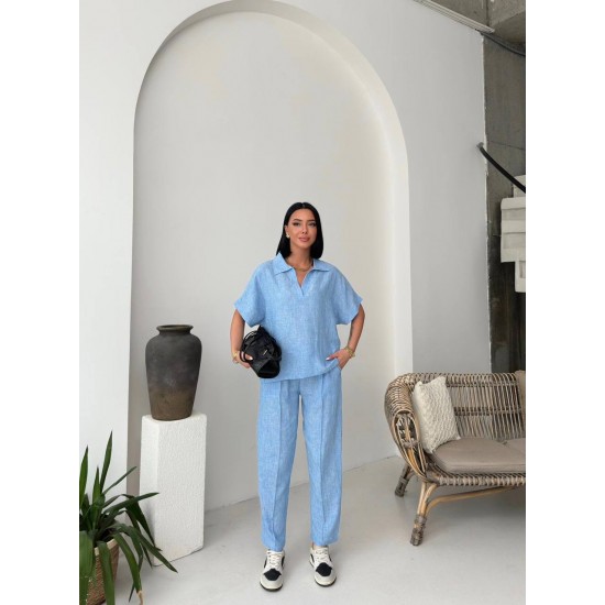 182740 TOPTAN BEBE MAVİ PANTOLON TAKIM