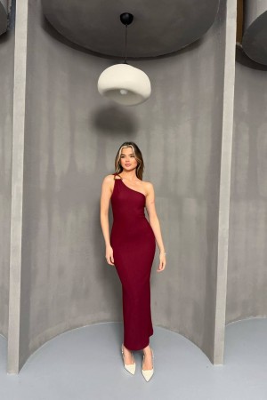 182754 TOPTAN BORDO ELBİSE