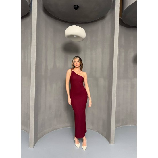 182754 TOPTAN BORDO ELBİSE