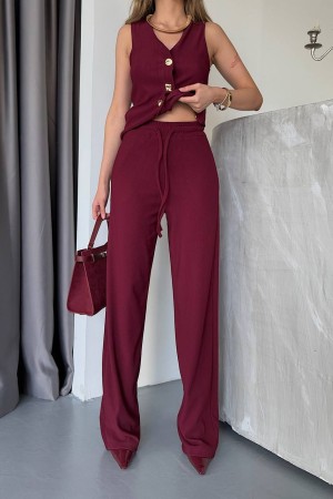 182782 TOPTAN BORDO PANTOLON