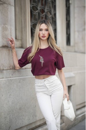 182935 TOPTAN BORDO TSHIRT