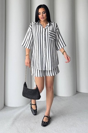 183258 striped Shorts suit