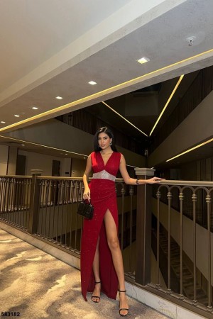 183354 burgundy Evening dress