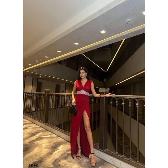 183354 burgundy Evening dress