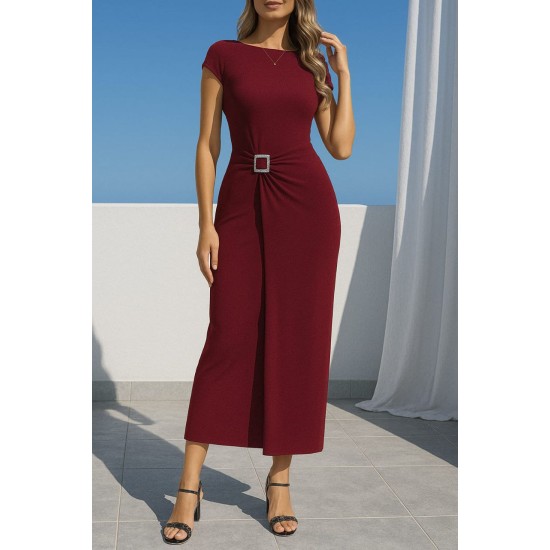 183366 burgundy DRESS