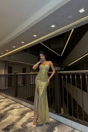 183371 gold Evening dress