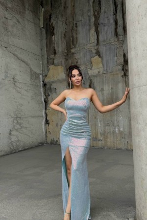 183373 bebe blue Evening dress