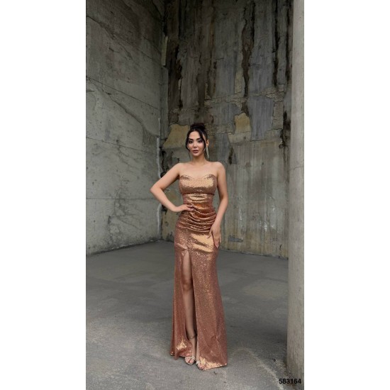 183374 coffee Evening dress