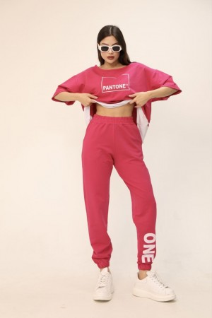 183409 TOPTAN PEMBE EŞOFMAN TAKIM