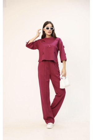 183423 TOPTAN BORDO EŞOFMAN TAKIM