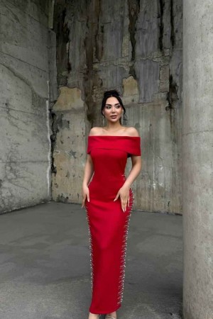 183471 TOPTAN KIRMIZI ABİYE