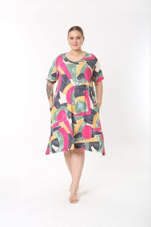 183571 TOPTAN DESENLİ ELBİSE