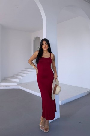 183648 burgundy DRESS