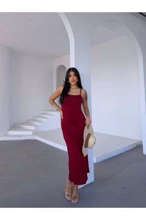 183648 TOPTAN BORDO ELBİSE