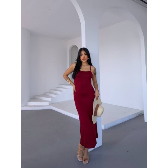 183648 burgundy DRESS