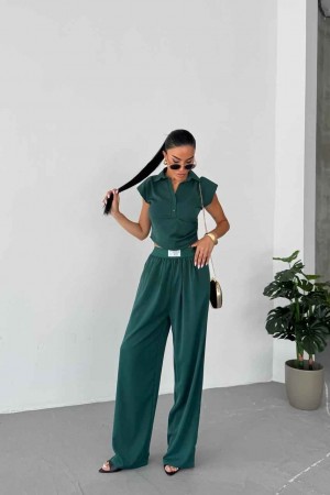 183882 TOPTAN ZÜMRÜT YEŞİL PANTOLON TAKIM