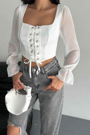 183907 TOPTAN BEYAZ BLUZ