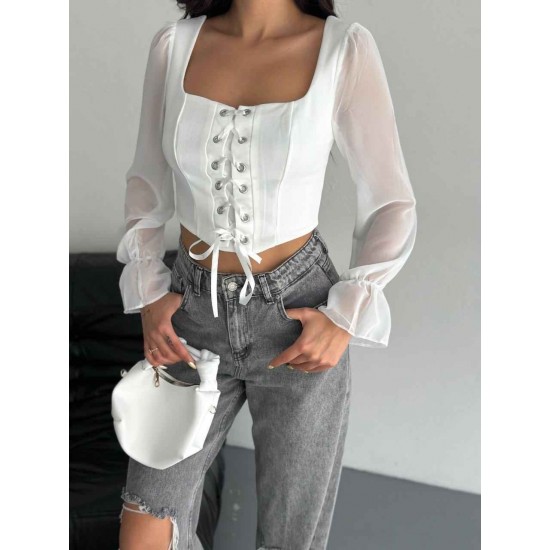 183907 TOPTAN BEYAZ BLUZ