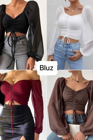 183911 TOPTAN SİYAH BLUZ