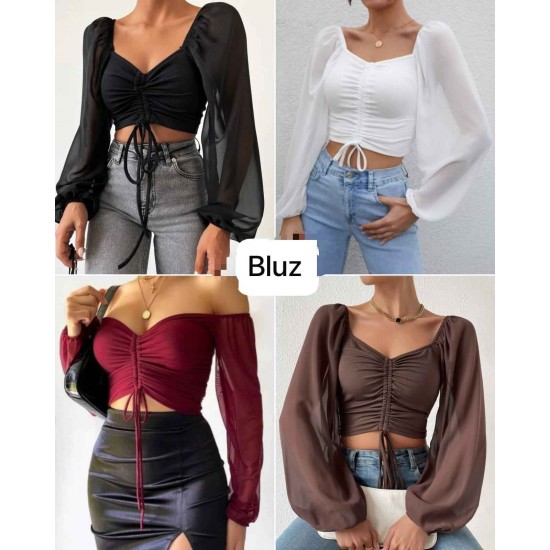 183913 TOPTAN BORDO BLUZ