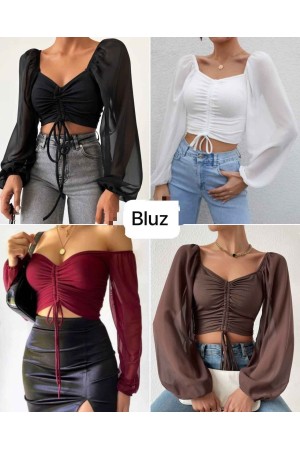 183914 TOPTAN KAHVE BLUZ