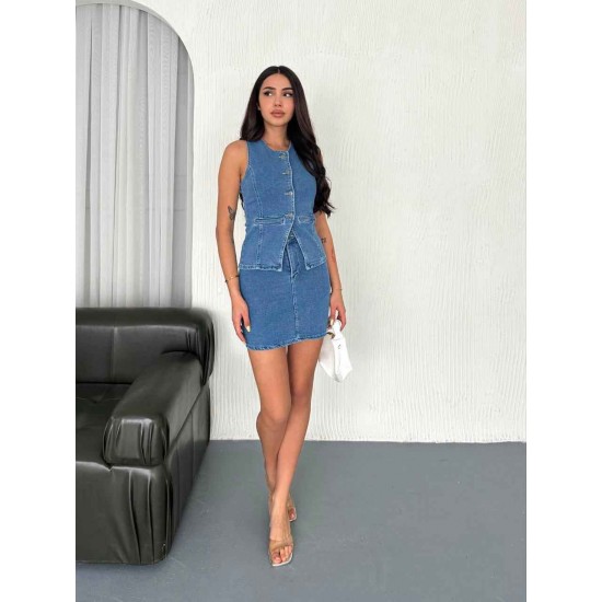 183919 TOPTAN MAVİ ETEK TAKIM