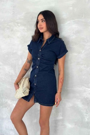 183921 TOPTAN MAVİ ELBİSE