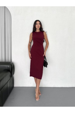 183940 TOPTAN BORDO ELBİSE