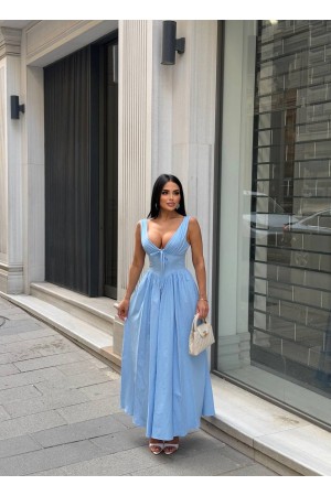 183978 TOPTAN BEBE MAVİ ELBİSE