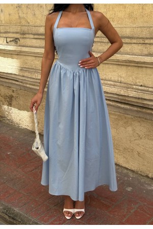 184004 TOPTAN BEBE MAVİ ELBİSE