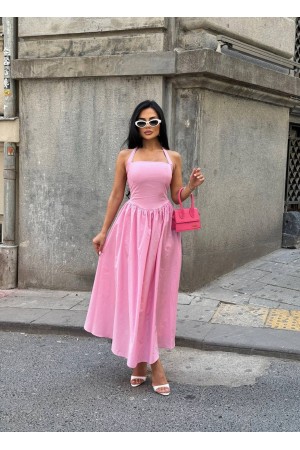 184005 TOPTAN PEMBE ELBİSE