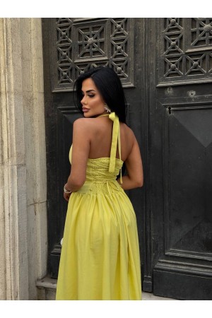 184007 TOPTAN SARI ELBİSE