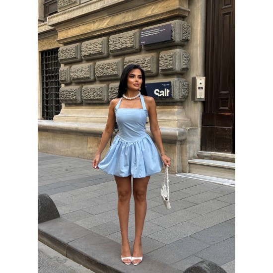 184009 TOPTAN BEBE MAVİ ELBİSE